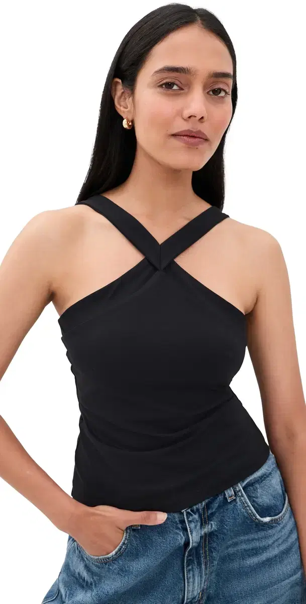 susana monaco V Center trap Top Black