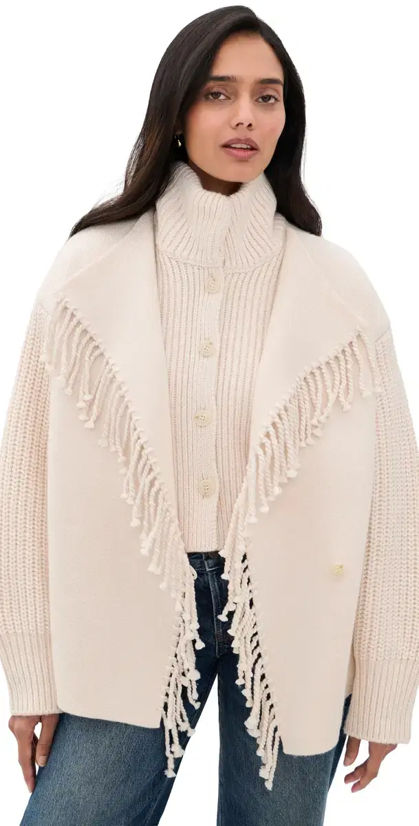 Frame The Cropped Jacquard Fringe Coat