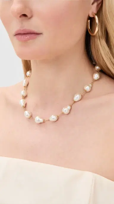 Lele Sadoughi Pearl Station Necklace Pearl 100 One Size | Thumbnail 3