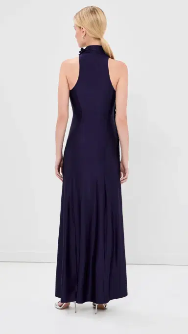 rabanne Embroidered Draped Jersey Long Dress Sailor Blue | Thumbnail 3 rabanne Embroidered Draped Jersey Long Dress Sailor Blue | Thumbnail 3