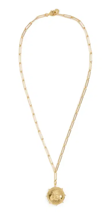 HART Enamel Resilience Bee Coin Necklace White/Gold One Size | Thumbnail 1 HART Enamel Resilience Bee Coin Necklace White/Gold One Size | Thumbnail 1