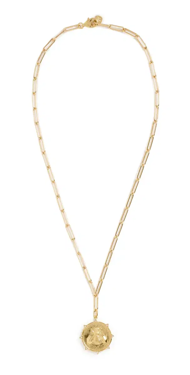 HART Enamel Resilience Bee Coin Necklace White/Gold One Size