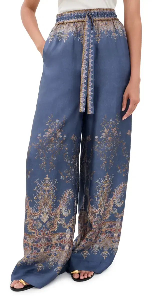 Zimmermann Valiant Track Pants Navy Paisley