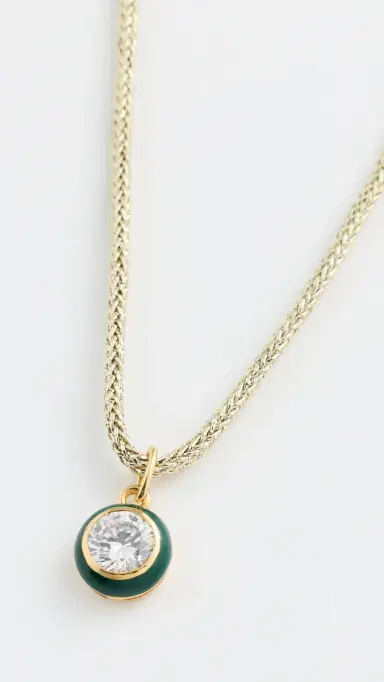 HART Lurex Necklace with Enamel Bezel Charm Green/Gold One Size | Thumbnail 2