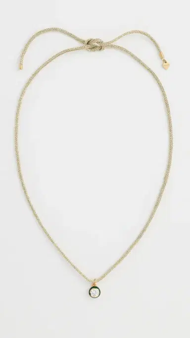HART Lurex Necklace with Enamel Bezel Charm Green/Gold One Size | Thumbnail 4