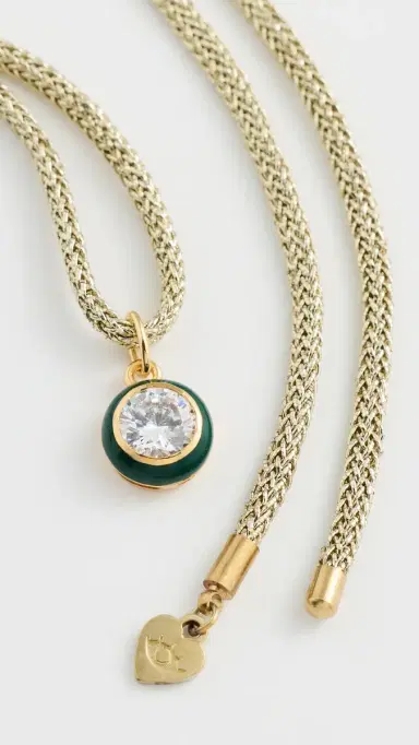 HART Lurex Necklace with Enamel Bezel Charm Green/Gold One Size | Thumbnail 5