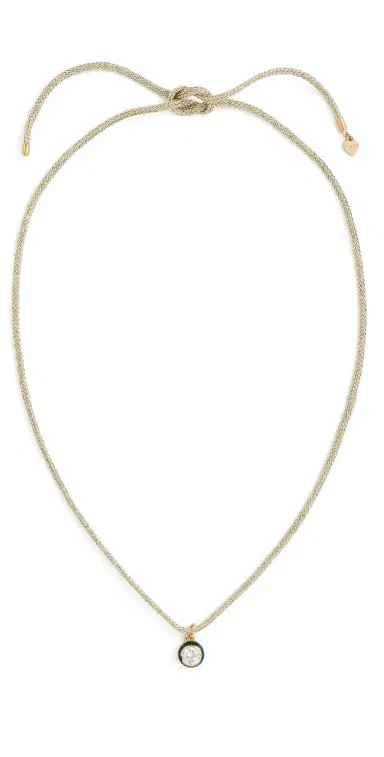 HART Lurex Necklace with Enamel Bezel Charm Green/Gold One Size | Thumbnail 1
