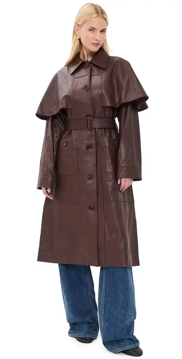 Sea Caitlin eather Trench Coat Brown