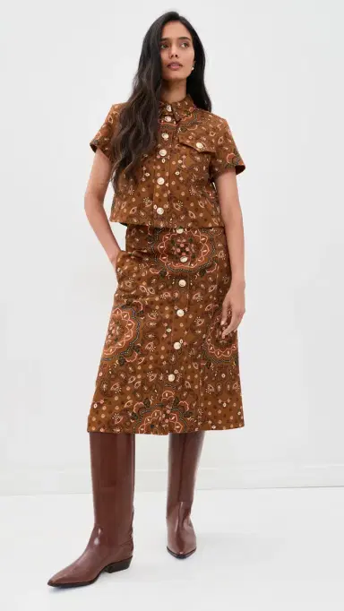 Cara Cara Juniper Midi Skirt Bandana Camel | Thumbnail 5