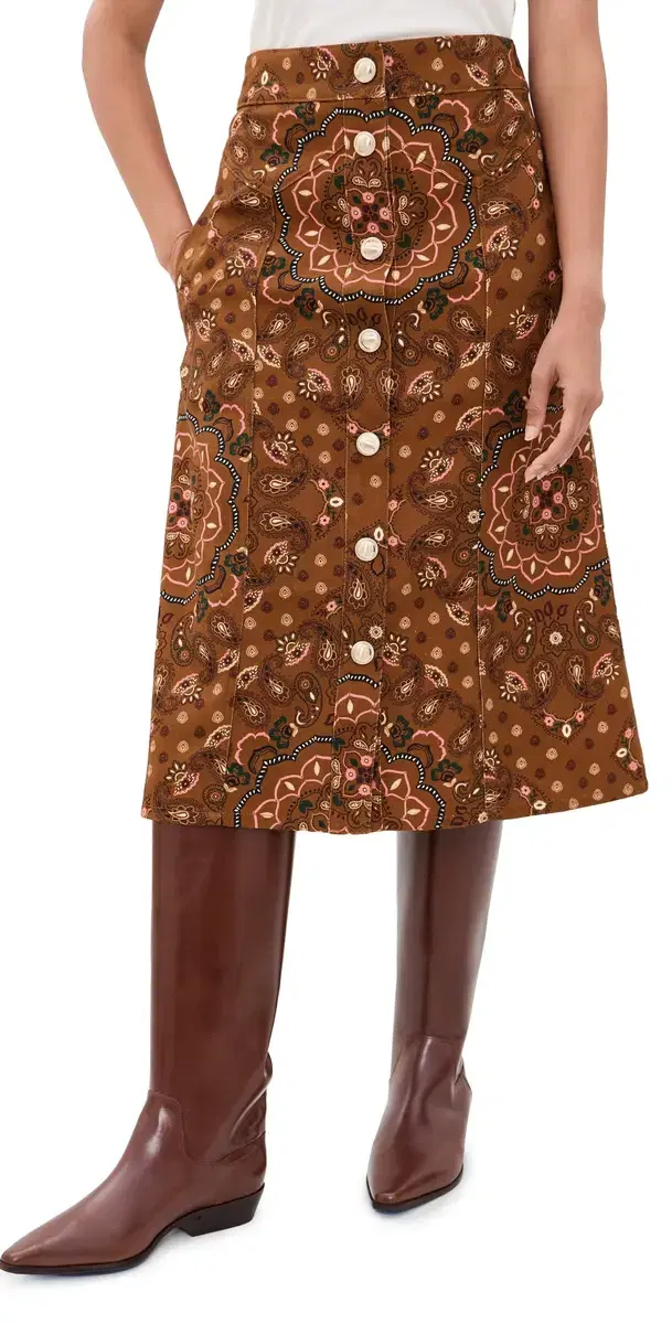 Cara Cara Juniper Midi Skirt Bandana Camel