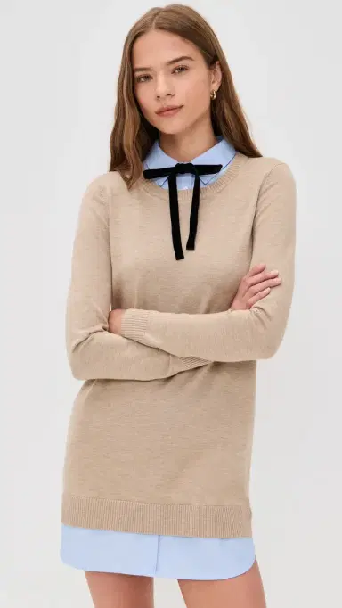 English Factory Combo Shirtdress Taupe/Oxford Blue | Thumbnail 2