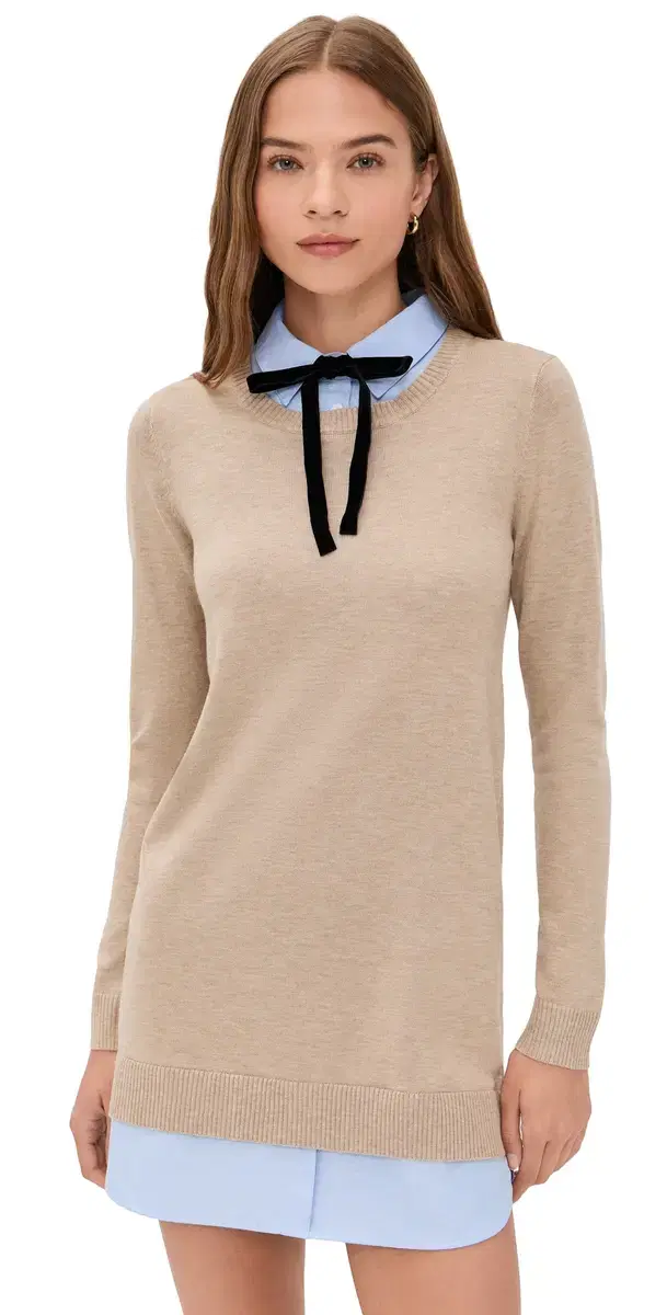 English Factory Combo Shirtdress Taupe/Oxford Blue