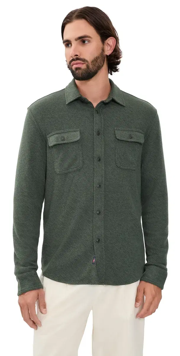 Faherty Legend Sweater Shirt Fall Evergreen Twill