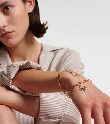 Foundrae Four Heart Clover 18kt gold chain bracelet with diamonds | Thumbnail 2