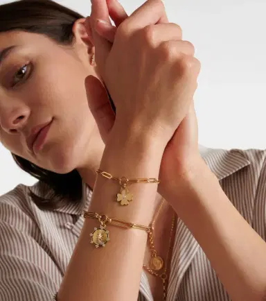 Foundrae Four Heart Clover 18kt gold chain bracelet with diamonds | Thumbnail 3
