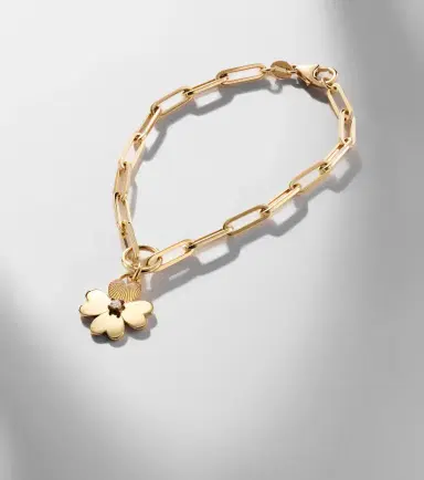 Foundrae Four Heart Clover 18kt gold chain bracelet with diamonds | Thumbnail 4