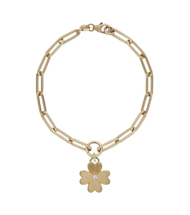 Foundrae Four Heart Clover 18kt gold chain bracelet with diamonds