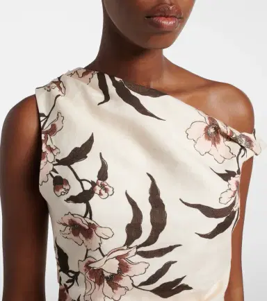 SIR. Floral asymmetric linen top | Thumbnail 4