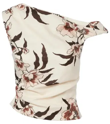 SIR. Floral asymmetric linen top | Thumbnail 1