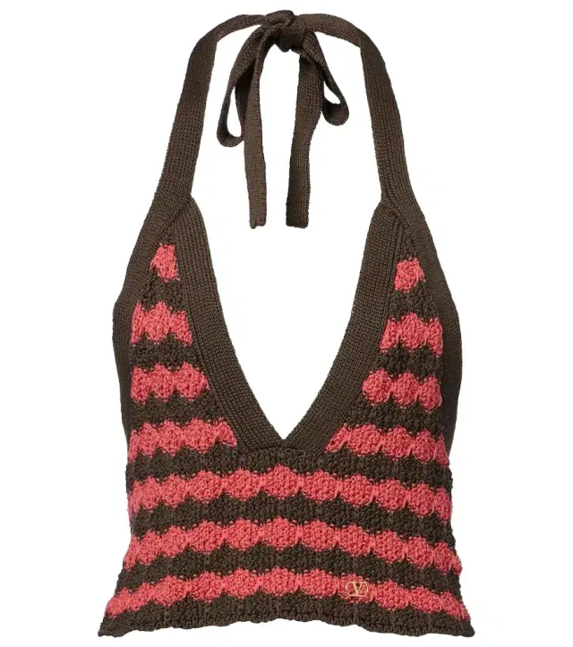 Valentino Striped knitted cotton crop top