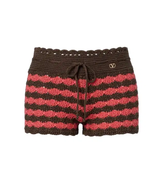 Valentino Striped knitted cotton shorts