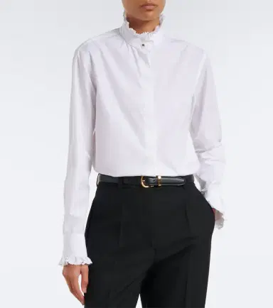 Burberry Logo ruffled cotton poplin shirt | Thumbnail 4
