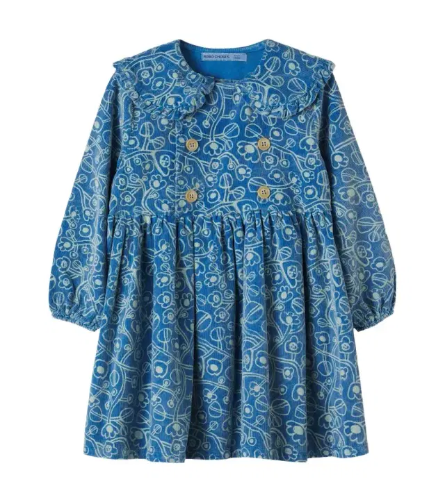 Bobo Choses Floral cotton corduroy dress