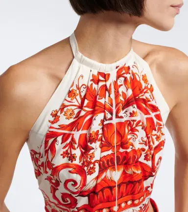 Dolce & Gabbana Majolica silk-blend crop top | Thumbnail 3
