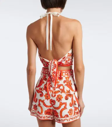 Dolce & Gabbana Majolica silk-blend crop top | Thumbnail 4