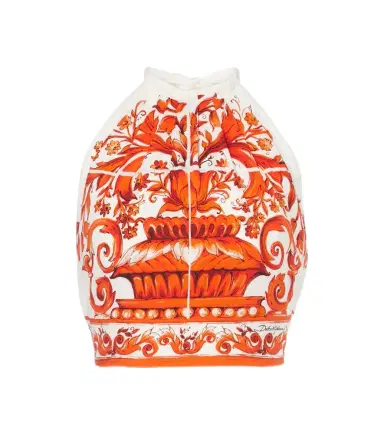 Dolce & Gabbana Majolica silk-blend crop top | Thumbnail 1
