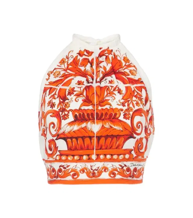 Dolce & Gabbana Majolica silk-blend crop top