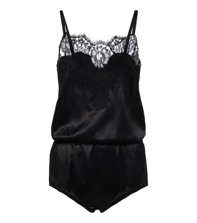 Dolce & Gabbana ace-trimmed silk and cotton-blend romper