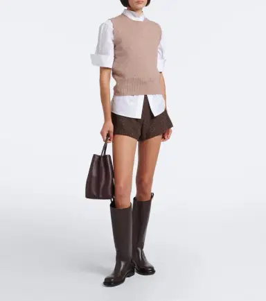 Ralph Lauren Collection Wool and cashmere-blend bouclé shorts | Thumbnail 5
