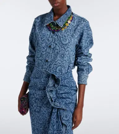 Dries Van Noten Floral denim overshirt | Thumbnail 7