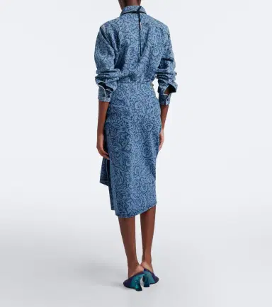 Dries Van Noten Floral ruffled denim midi skirt | Thumbnail 2