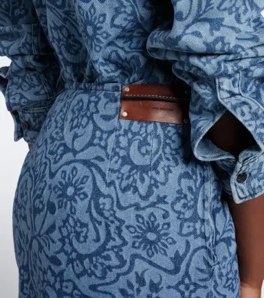 Dries Van Noten Floral ruffled denim midi skirt | Thumbnail 4