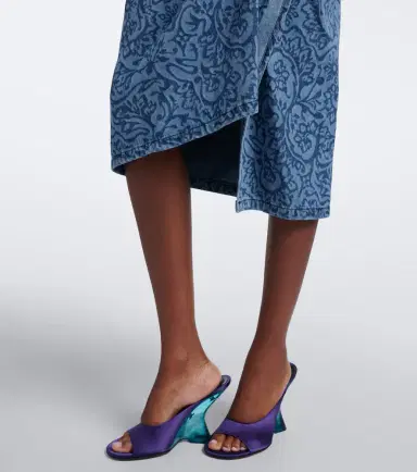 Dries Van Noten Floral ruffled denim midi skirt | Thumbnail 5