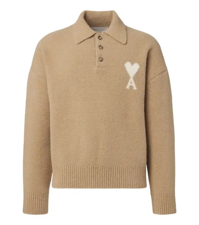 AMI PARIS Ami de Coeur alpaca and wool-blend polo sweater