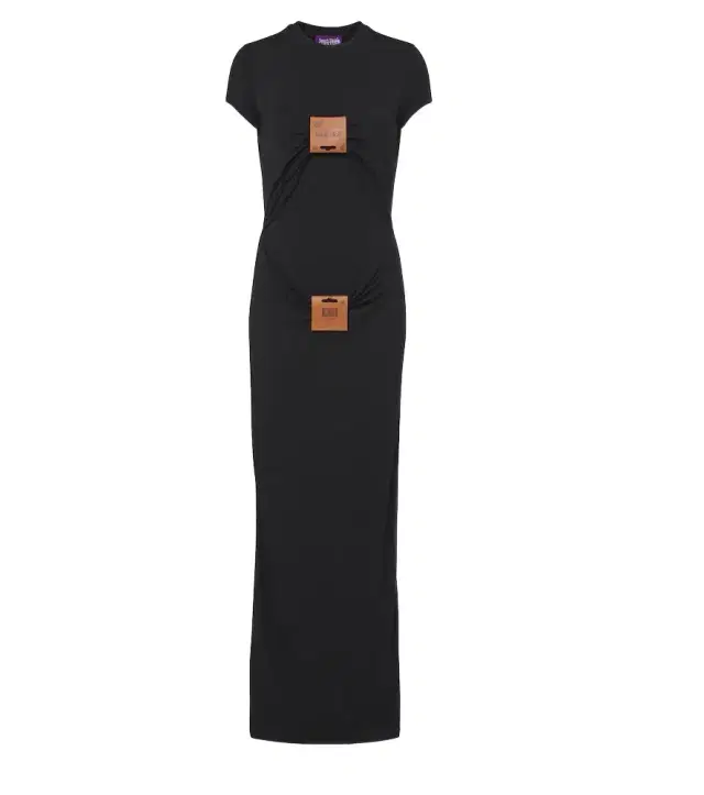 Jean Paul Gaultier Leather-trimmed jersey maxi dress