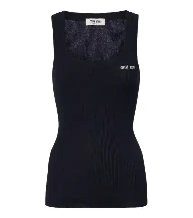 Miu Miu Ribbed-knit cotton tank top | Thumbnail 1