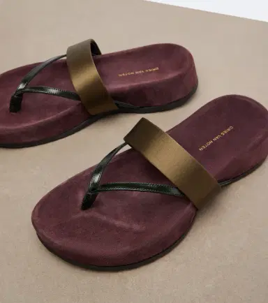 Dries Van Noten Satin and leather thong sandals | Thumbnail 2