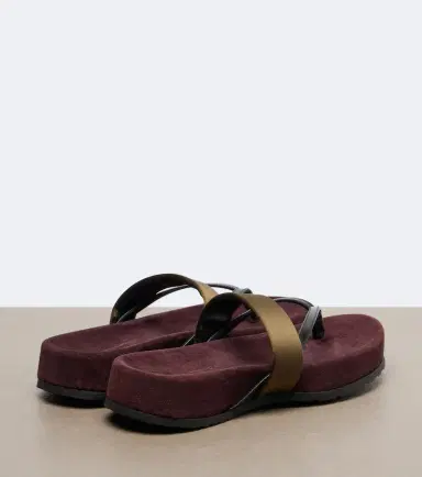 Dries Van Noten Satin and leather thong sandals | Thumbnail 3