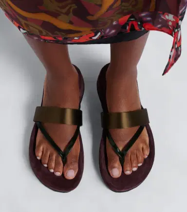 Dries Van Noten Satin and leather thong sandals | Thumbnail 5