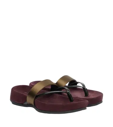 Dries Van Noten Satin and leather thong sandals | Thumbnail 1
