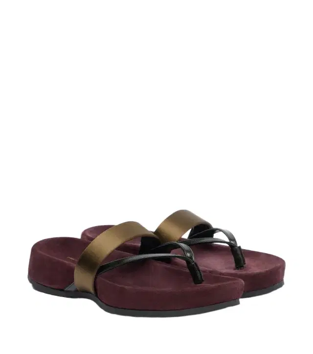 Dries Van Noten Satin and leather thong sandals