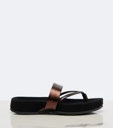 Dries Van Noten Metallic leather thong sandals | Thumbnail 3