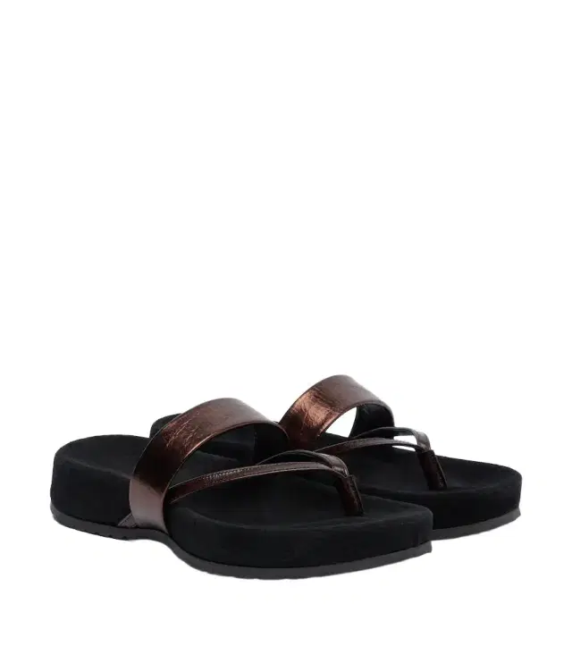 Dries Van Noten Metallic leather thong sandals