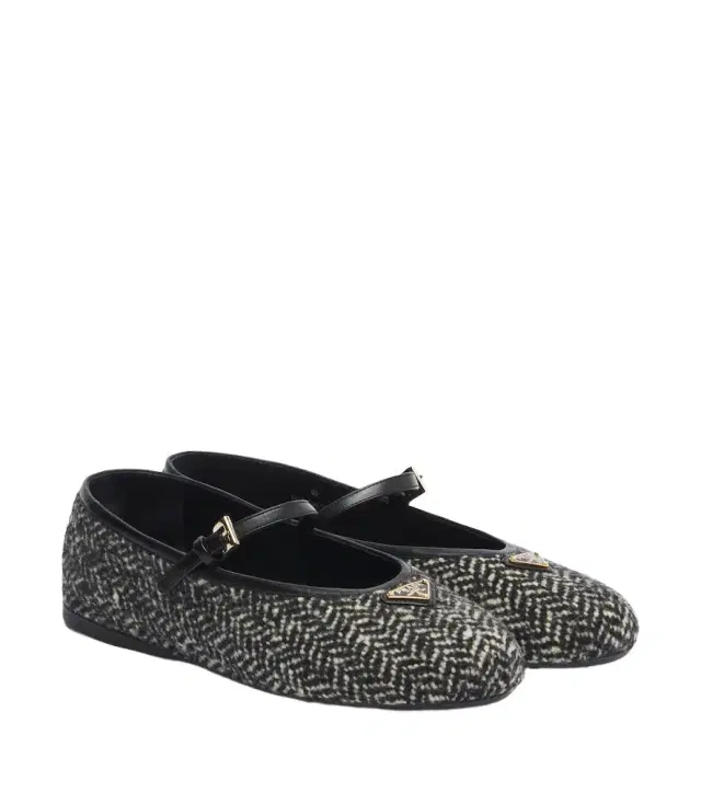 Prada Chevron tweed Mary Jane ballet flats