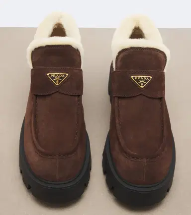Prada Shearling-lined suede ankle boots | Thumbnail 2