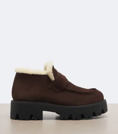 Prada Shearling-lined suede ankle boots | Thumbnail 4